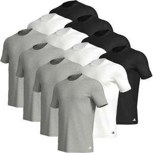 Set van 12 adidas T-shirts met ronde hals, herenondershirt, ronde hals, katoen, duurzaam