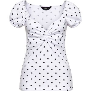 Queen Kerosin T-Shirt mit Polka-Dots QKU21027 Weiß-3XL