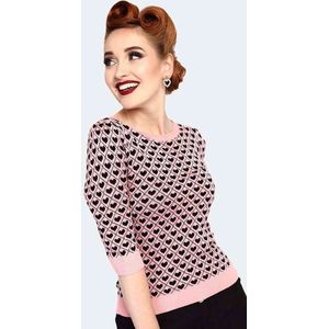 Voodoo Vixen - Heart Pattern Sweater/trui - XXL - Roze