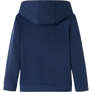 Kindertrui met capuchon - Maat 140 - Marineblauw/Oranje