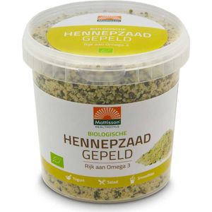 Mattisson - Biologisch Hennepzaad Gepeld - Hennepzaad bevat Omega 3, Eiwitten & Vezels - 500 gram