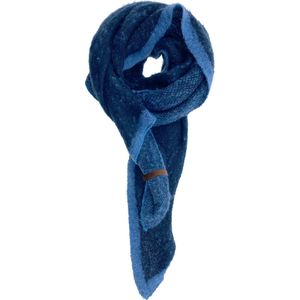 LOT83 Sjaal Fem - Vegan leren sluiting - Omslagdoek - Ronde sjaal - Blauw, lichtblauw - 1 Size fits all
