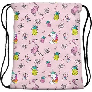 Unicorn / Flamingo Rugzak - Ideaal als Gymtas of Schooltas - Emoji