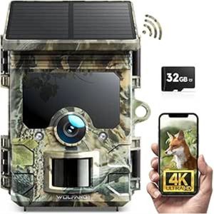 DD Wildcamera met Nachtzicht en Wifi - Voor Buiten - Wildcamera Op Zonne Energie - 15x11x10cm - Zwart
