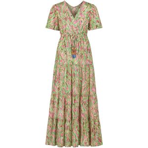 Sensations Paris Maxi Jurk – Groen/Blauw Kleurrijk en Elegant - One Size