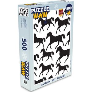 Puzzel Paarden - Wit - Silhouet - Meisjes - Kinderen - Meiden - Legpuzzel - Puzzel 500 stukjes