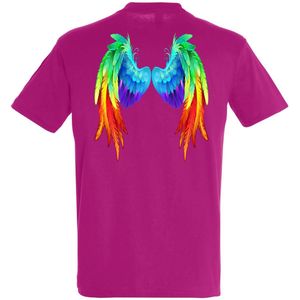 T-shirt Regenboog Vleugels | Love for all | Gay pride | Regenboog LHBTI | Fuchsia | maat L