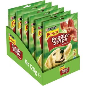 Bonzo Beggin' Strips - Hondensnacks - Bacon - 6 x 120 g