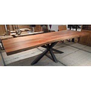 Koloniaal Teakhuis-tafel-houtentafel-boomstammodel-mangohout-220cm