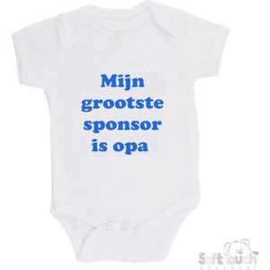 100% katoenen Romper ""Mijn grootste sponsor is opa"" Jongens Katoen Wit/blauw Maat 62/68