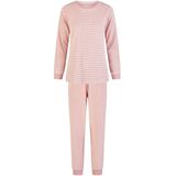 By Louise Dames Winter Pyjama Set Lang Badstof Roze Gestreept - Maat S