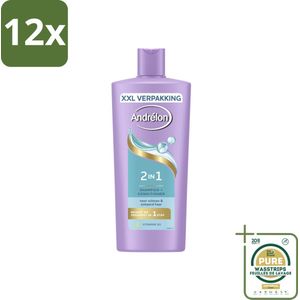 Andrélon – Shampoo 2-in-1 – Iedere Dag – 685 ml - Voordeelverpakking - 12 stuks - Vitamine B5 - Haartype