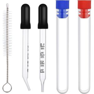 Druppelaar 2 stuks 1ml Glazen Pipet Metingen Gebogen en Rechte Punt Vloeistof Reinigingsborstel Rubberen Kop Medicijnen Laboratorium Voeding Zwart