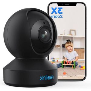 Spy Camera 5MP Beveiligingscamera voor Binnen Plug-in 24-5 GHz Wifi-camera met PTZ Automatisch Volgen 3x Optische Zoom Babyfoon Detectie van Mens-Huisdier-AI Tweerichtingsgeluid E1-Zoom Zwart