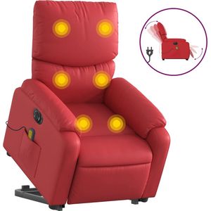vidaXL Sta-op-massagestoel - Elektrisch - Rood Kunstleer