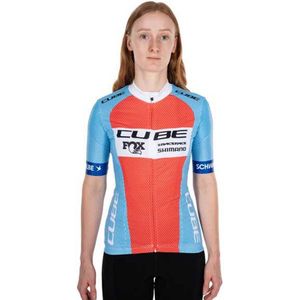Cube Factory Racing Korte Mouw Wielertrui Blauw M Vrouw