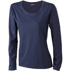 James and Nicholson Dames/dames T-Shirt met lange mouwen (Medium Long-Sleeved) (Marine)