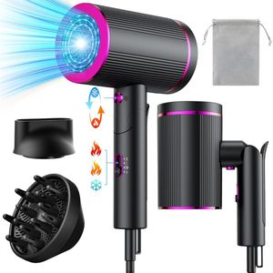 Fohn met Diffuser - Haardroger Krullen - Haarfohn - Fohnborstel - Zwart en Paars