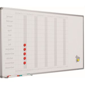 Whiteboard PRO - Geëmailleerd staal - Weekplanner - Maandplanner - Jaarplanner - Magnetisch - Wit - Nederlandstalig - 90x120cm