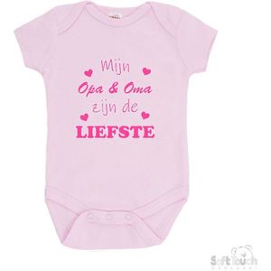 100% katoenen Romper ""Mijn Opa & Oma zijn de liefste"" Meisjes Katoen Roze/mid pink Maat 56/62