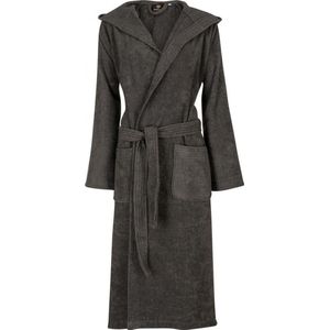 Unisex badjas antraciet - badjas dames - badjas heren - badstof katoen - sauna badjas capuchon - maat L/XL