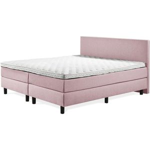 Boxspring Praag 2.0 - 160x200 cm - Compleet met matrassen en topmatras - Kleur: roze