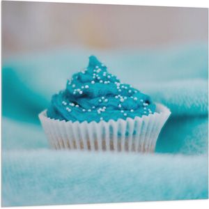 Vlag - Cupcake met Blauwe Botercrème - 100x100 cm Foto op Polyester Vlag