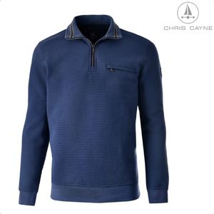 Trui 4008 blauw relief korte rits Chris Cayne - maat 3XL