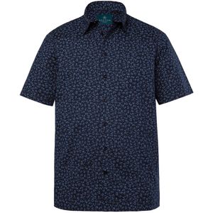Boston Park - Heren - Boston Park Overhemd korte mouwen Kentkraag all-over print - Navy blauw - Maat L