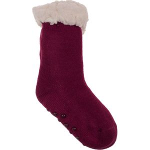 Sokken - huissokken - kindersokken - winter – warm gevoerd – fuchsia roze/wit