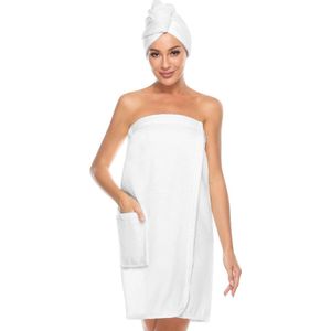 Badjas voor dames, saunakilt en haardoek, sauna, kilt voor vrouwen, saunakilt met klittenbandsluiting en elastiek