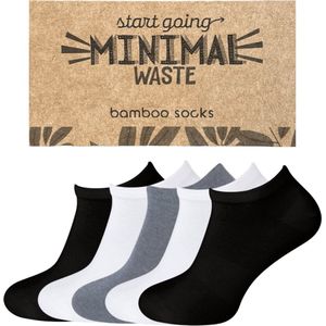 green-goose® Bamboe Sneakersokken | Unisex | 5 Paar | Grijs | Zwart | Wit | Maat 39 - 42 | Duurzaam en Comfortabel | 95% Bamboe