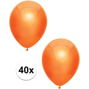 40x Oranje metallic ballonnen 30 cm - Feestversiering/decoratie ballonnen oranje