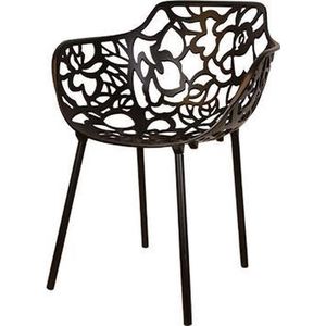 DS4U® cast magnolia - eetkamerstoel - designstoel - met armleuning - aluminium - zwart - set van 4