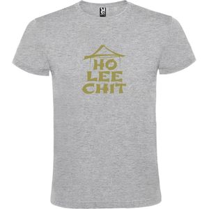 Grijs t-shirt met "" Ho Lee Chit "" print Goud size M