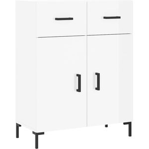 vidaXL - Dressoir - 69,5x34x90 - cm - bewerkt - hout - hoogglans - wit