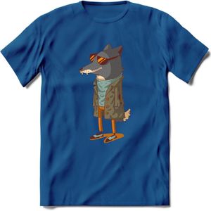 Casual vos T-Shirt Grappig | Dieren honden Kleding Kado Heren / Dames | Animal Skateboard Cadeau shirt - Donker Blauw - M