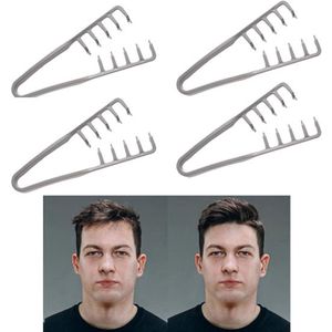 4-Stuks Fluffy Texture Comb - Haarstylingkam - Hoog Schedel Artefact - Ponystylingkam - Kam - Haarverzorgingskam - Kam met brede tanden - Lengte 20 cm - Krullend en dik haar - Geschikt voor dagelijkse styling, als cadeau - Grijs