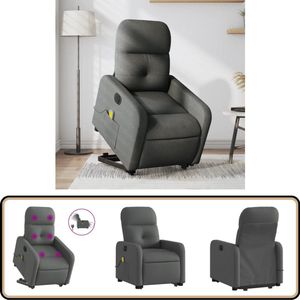 vidaXL Sta-op-massagestoel donkergrijs Elektrische Massagerstoel - Sta Op Stoel - Massagefauteuil - Ergonomische Stoel - Loungestoel