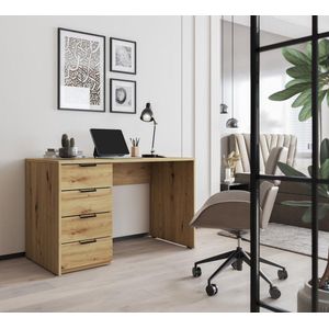 Barold 120 x 60 - bureau - computerbureau - kaptafel met laden - voor werken op afstand - jeugdbureau - ambachtelijk eiken - Maxi Maja