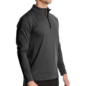 Lange Mouw 1/4 Zip Sport T-shirt voor Heren - Sneldrogend & Ademend voor Outdoor Activiteiten