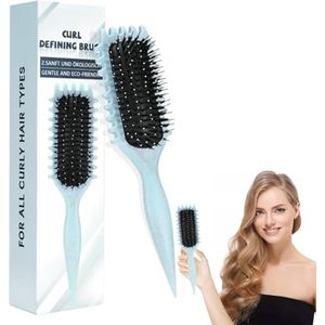 Verende krulborstel, definitie van krullen, borstel voor krullend haar, ter vermindering van weerbarstige strengen en scheiding van krullen voor dames en heren (blauw)