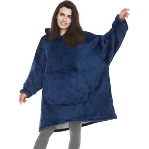 Oversized Sherpa Deken Capuchontrui voor Volwassenen en Kinderen met Grote Zakken