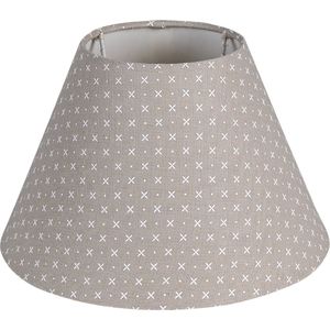 HAES DECO - Lampenkap - Natural Cosy - grijs met witte stippen en kruisjes bedrukt - formaat Ø 25x16 cm, voor Fitting E27 - Tafellamp, Hanglamp