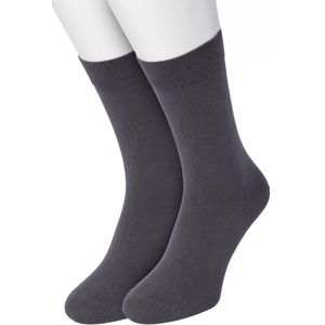 Bonnie Doon Basic Sokken Dames Grijs maat 36/42 - 2 paar - Basis Katoenen Sok - Gladde Naden - Brede Boord - Uitstekend Draagcomfort - Perfecte Pasvorm - 2-pack - Multipack - Effen - Castlerock - OL834222.169