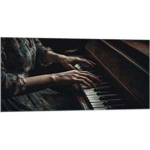 Vlag - Muziek - Piano - Handen - Mens - Jurk - 100x50 cm Foto op Polyester Vlag