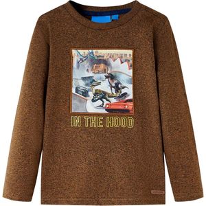 vidaXL - Kindershirt - met - lange - mouwen - 116 - gemêleerd - cognackleur