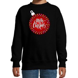 Foute kersttrui / sweater kerstbal Merry christmas zwart voor kinderen - kerstkleding / christmas outfit 110/116