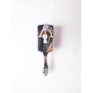 DreamGlow Magische Kinderborstel: Haarborstel met Glitters - Haaraccessoires voor Kinderen - Haarborstel Meisje - Haarborstel Jongen - Cadeau Idee - Zwart/Paars