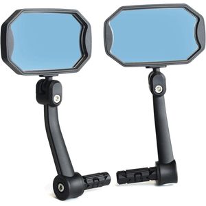 1 paar mountainbike fietsspiegel anti-verblinding blauwe bolle glazen lens voor plat stuur anti-kras veilige achteruitkijkspiegel (rechter- en linkerkant) BT-015B...